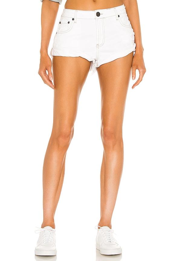 One Teaspoon Bandits Low Waist Denim Short in White by ONETEASPOON