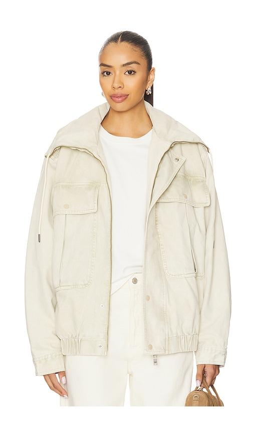 One Teaspoon Denim Utility Puffer Jacket in Ivory by ONETEASPOON