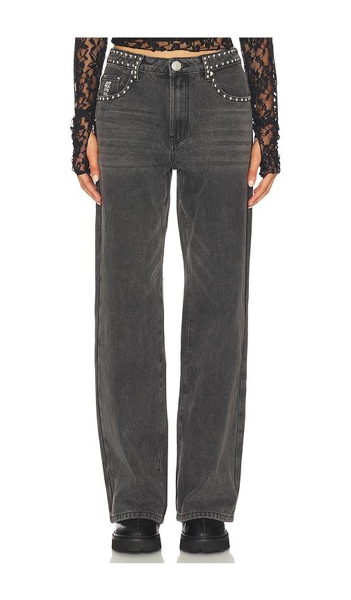 One Teaspoon Jackson Mid Waist Wide Leg Jeans in Black by ONETEASPOON