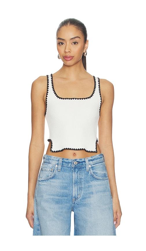 One Teaspoon Knitted Scallop Tank Top in Cream by ONETEASPOON