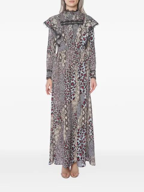 animal-print ruffled maxi dress by ONETEASPOON