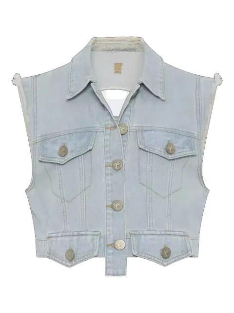 buttoned logo denim waistcoat by ONETEASPOON
