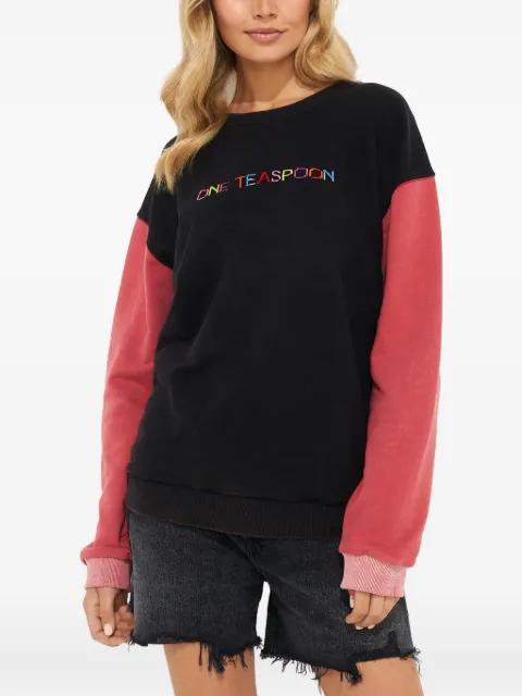 contrast-sleeve printed sweatshirt by ONETEASPOON