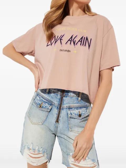 raw-edge printed T-shirt by ONETEASPOON