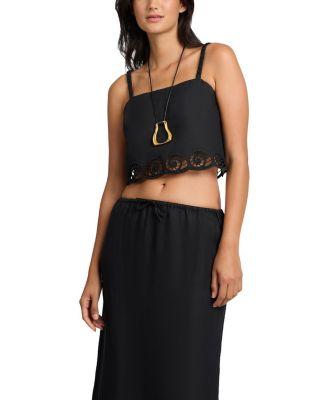 Air Linen Scallop Cropped Top by ONIA