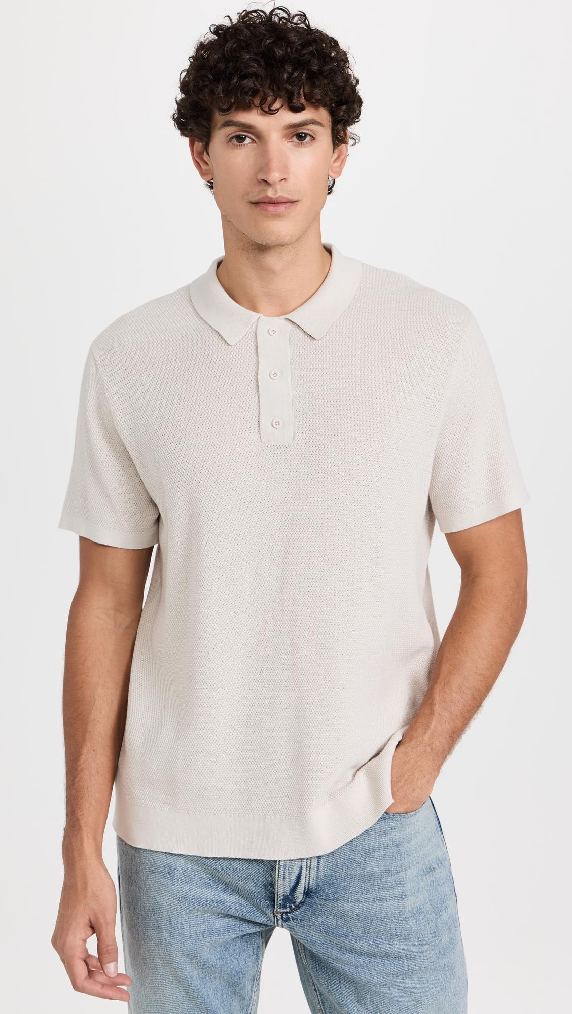 Cotton Textured Knit Polo by ONIA