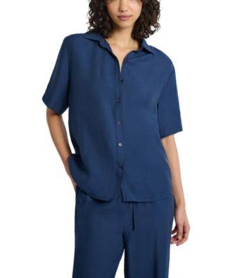 Crinkle Oversized Short Sleeve Button Up by ONIA
