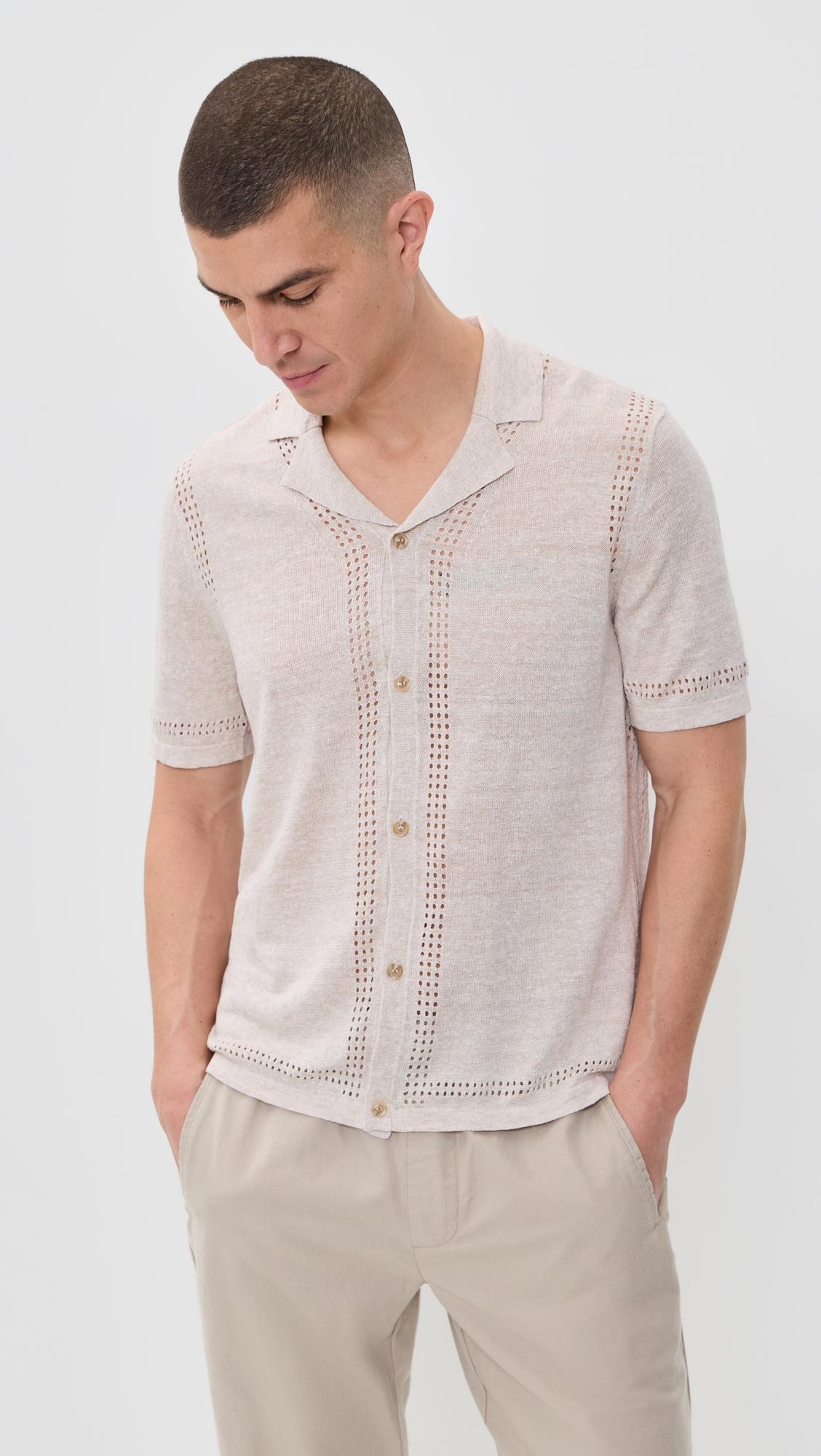 Linen Knit Camp Shirt by ONIA