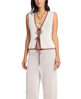 Linen Knit Tie Front Tank Top by ONIA