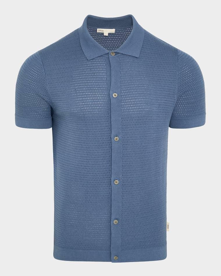 Men's Cotton Drop-Needle Knit Short-Sleeve Shirt by ONIA