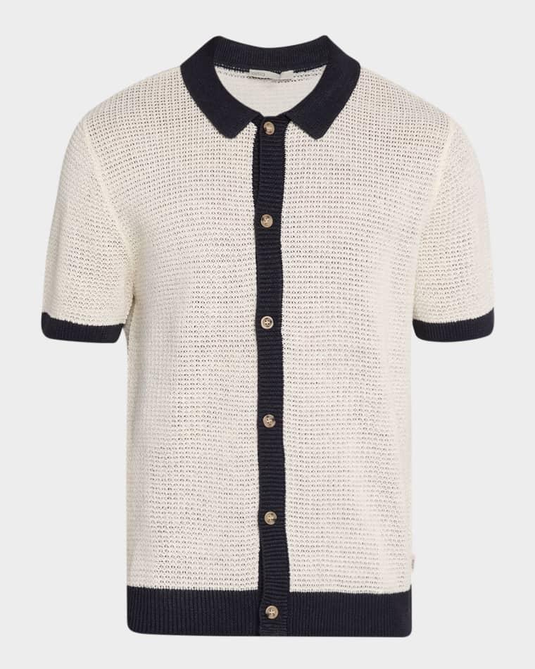 Men's Linen Short-Sleeve Cardigan Sweater by ONIA