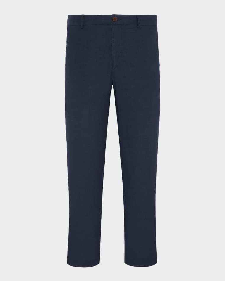 Men's Stretch Linen Flat-Front Trousers by ONIA