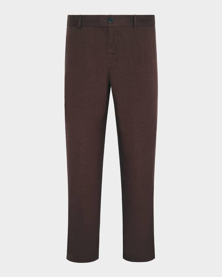 Men's Stretch Linen Flat-Front Trousers by ONIA