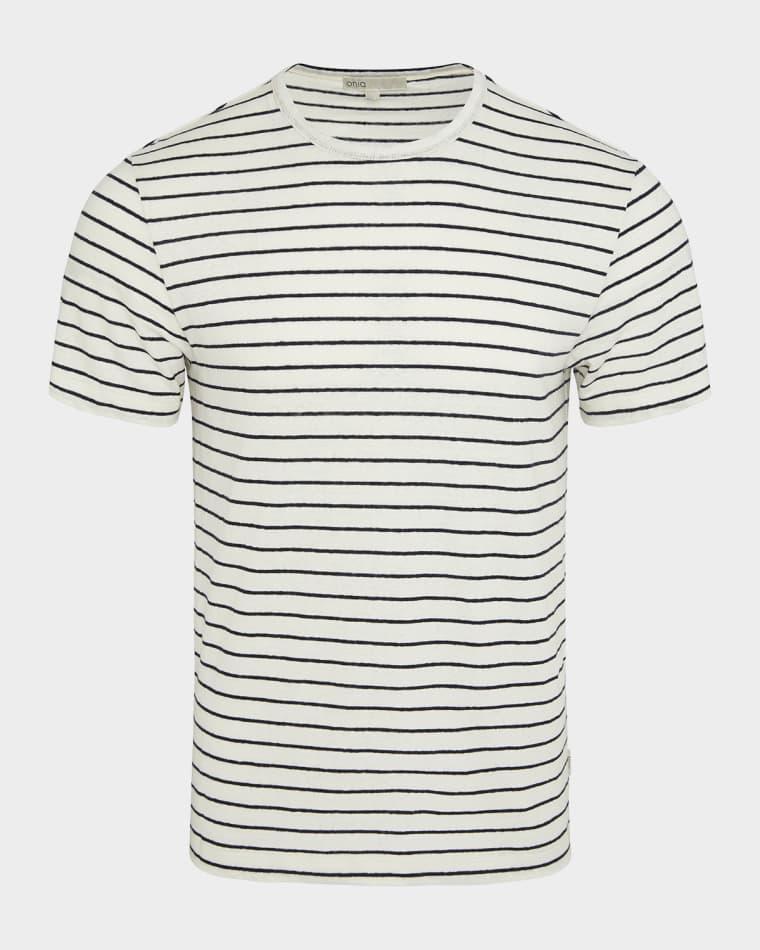 Men's Striped Stretch Linen T-Shirt by ONIA