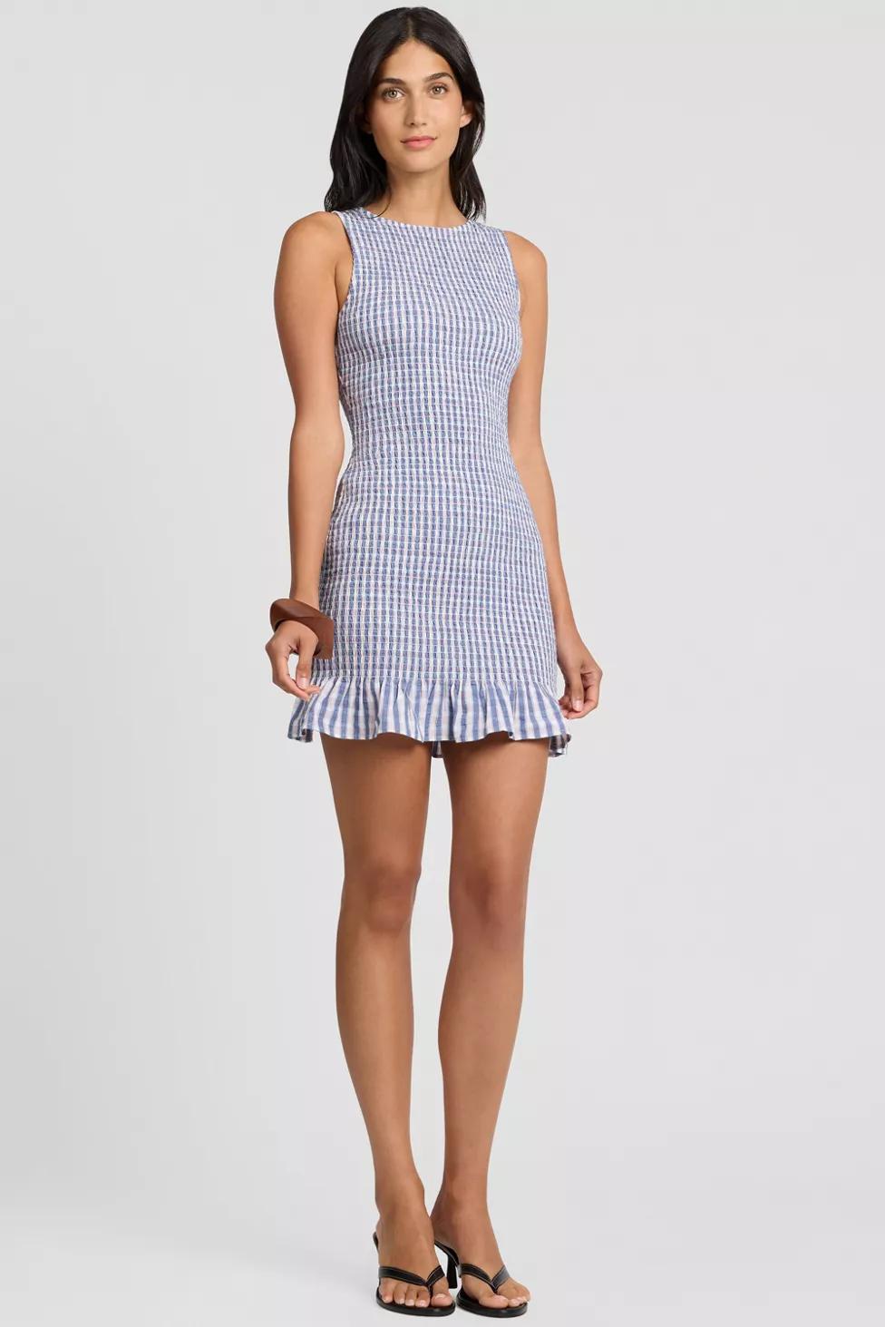 Onia Air Linen Smocked Boatneck Dress by ONIA