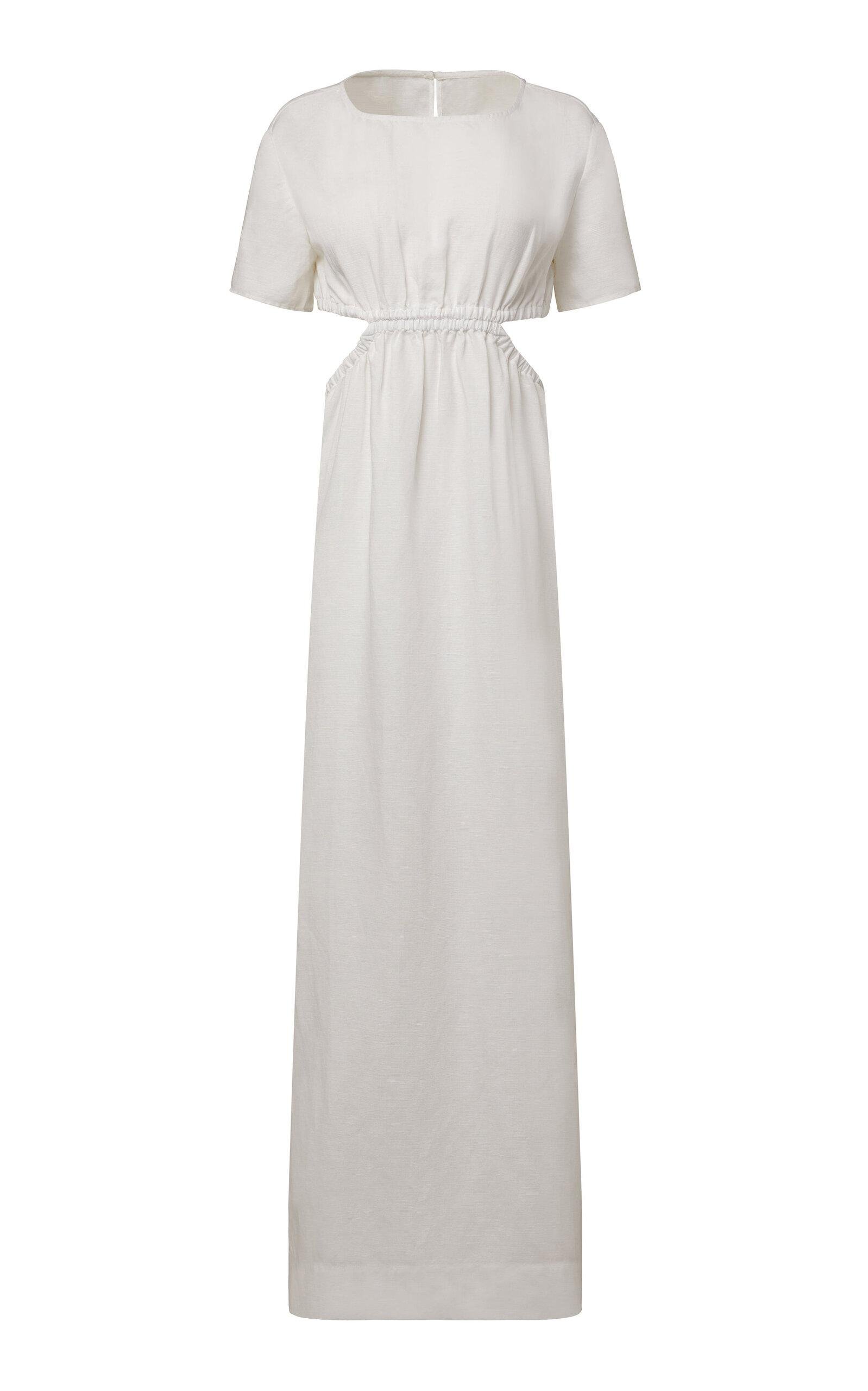 Onia - Boatneck Cutout Linen-Blend Maxi Dress - White - M - Moda Operandi by ONIA