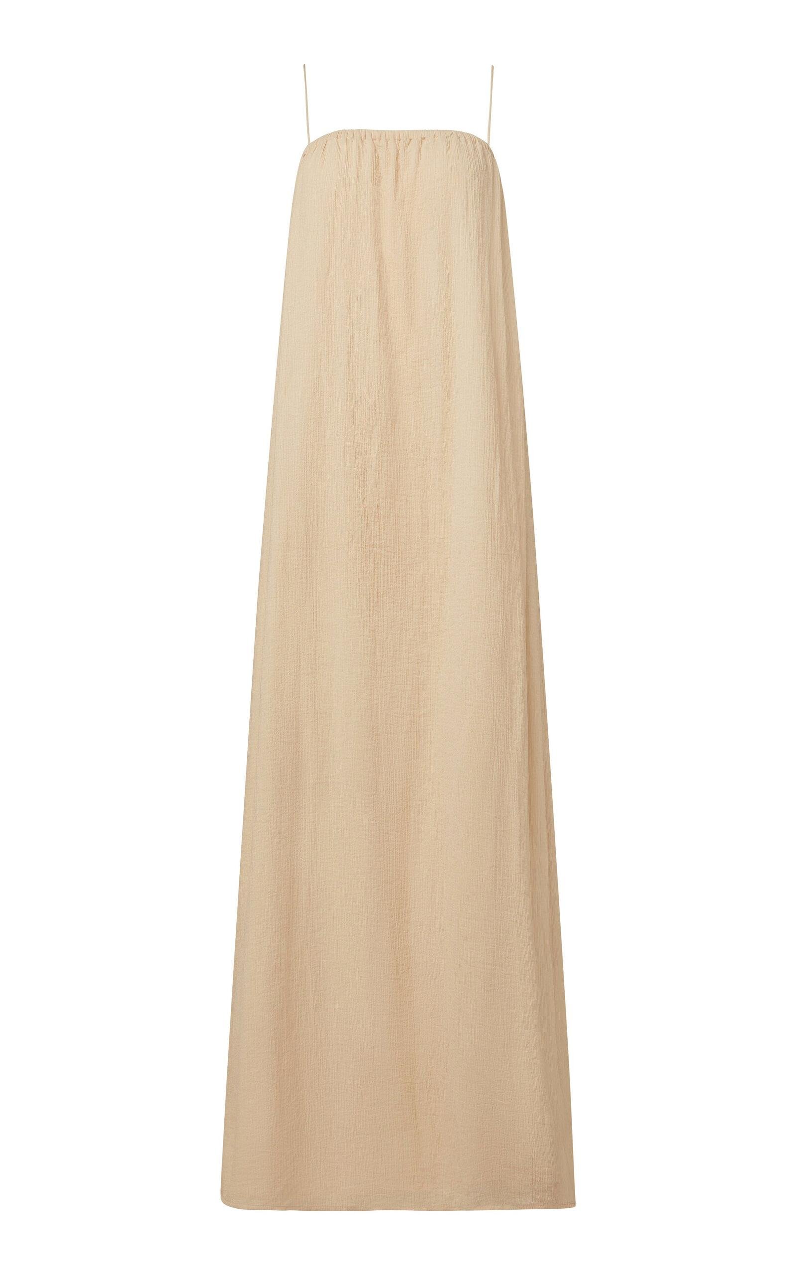 Onia - Crinkled Cotton Maxi Dress - Tan - XL - Moda Operandi by ONIA