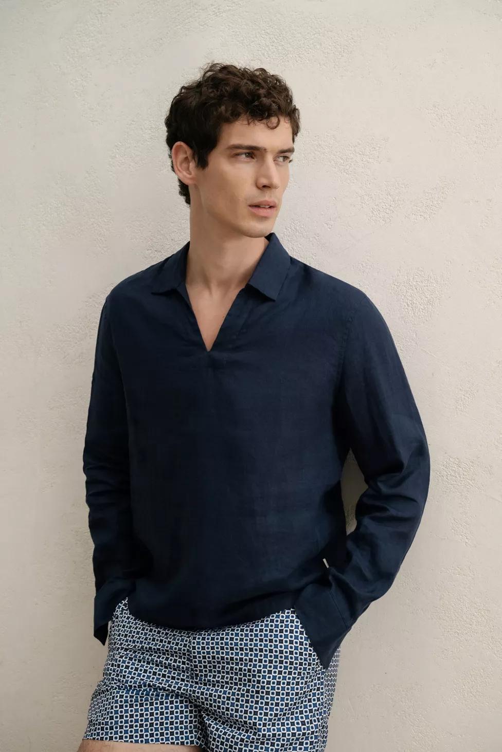 Onia Linen Long Sleeve Popover Shirt by ONIA