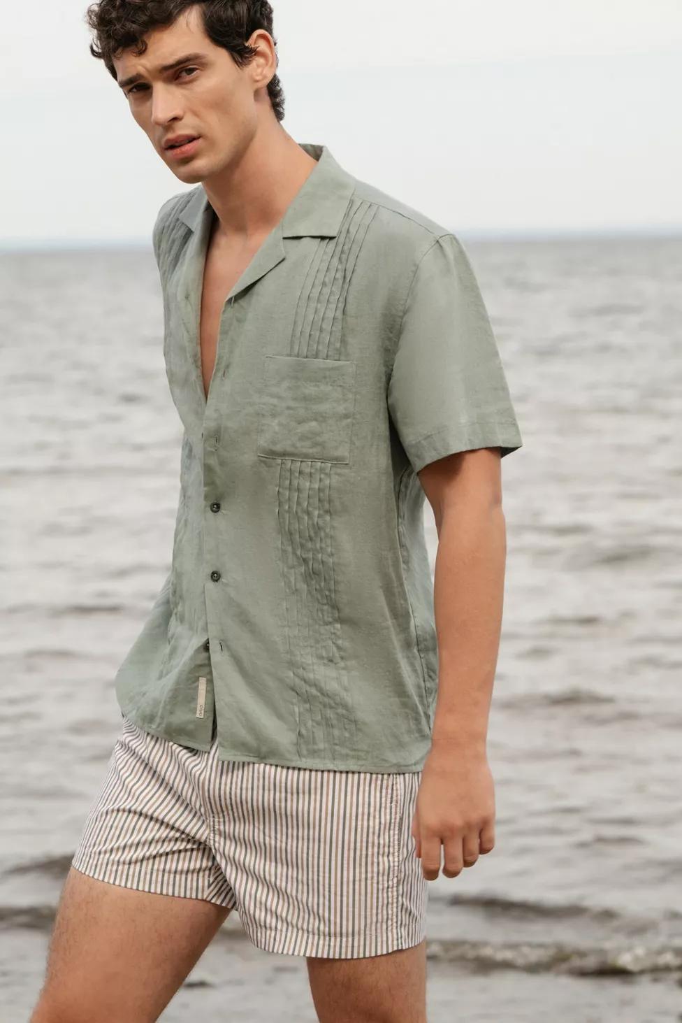 Onia Linen Pintuck Camp Shirt by ONIA