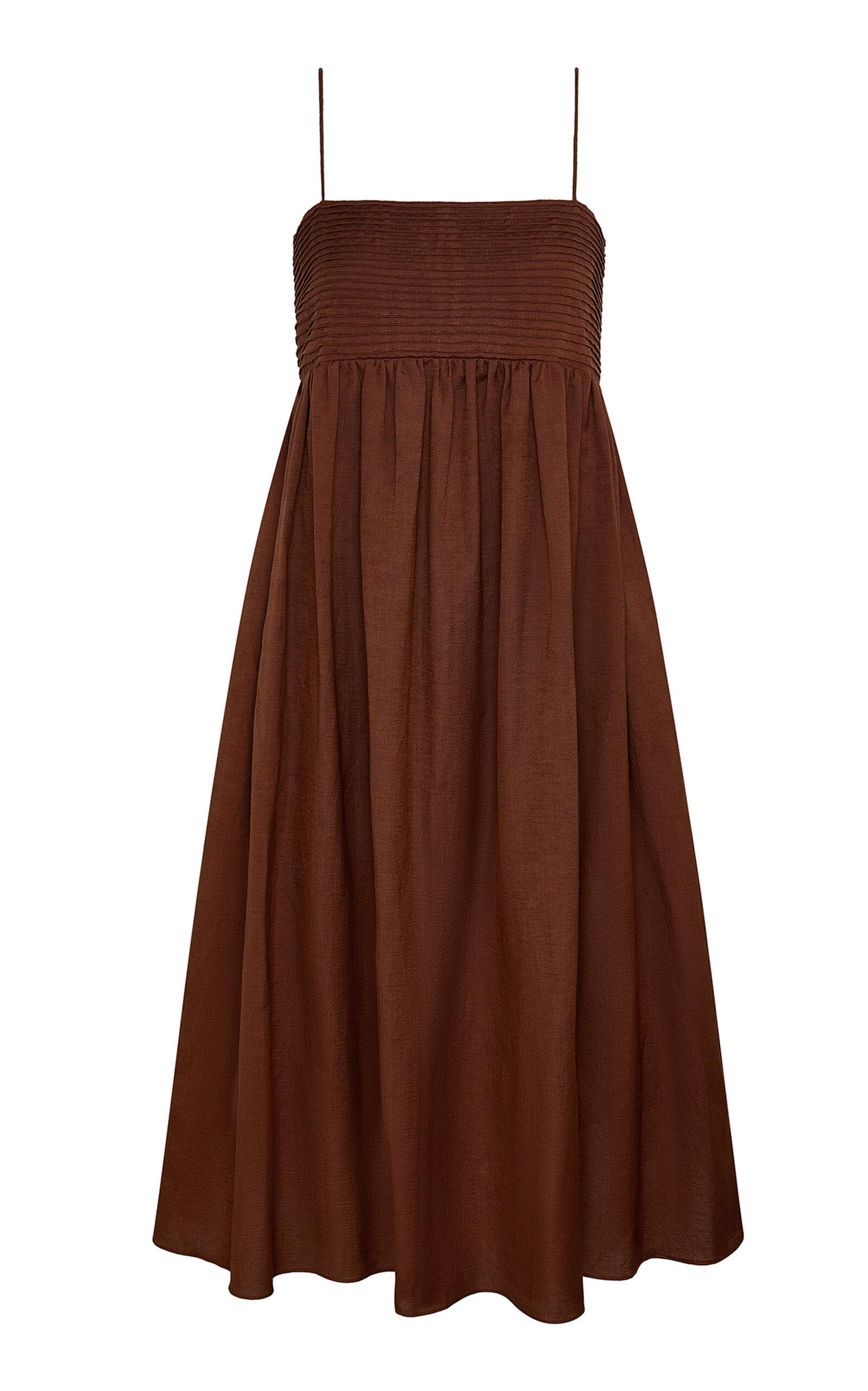 Onia Pintuck Linen-Blend Midi Dress - Moda Operandi by ONIA