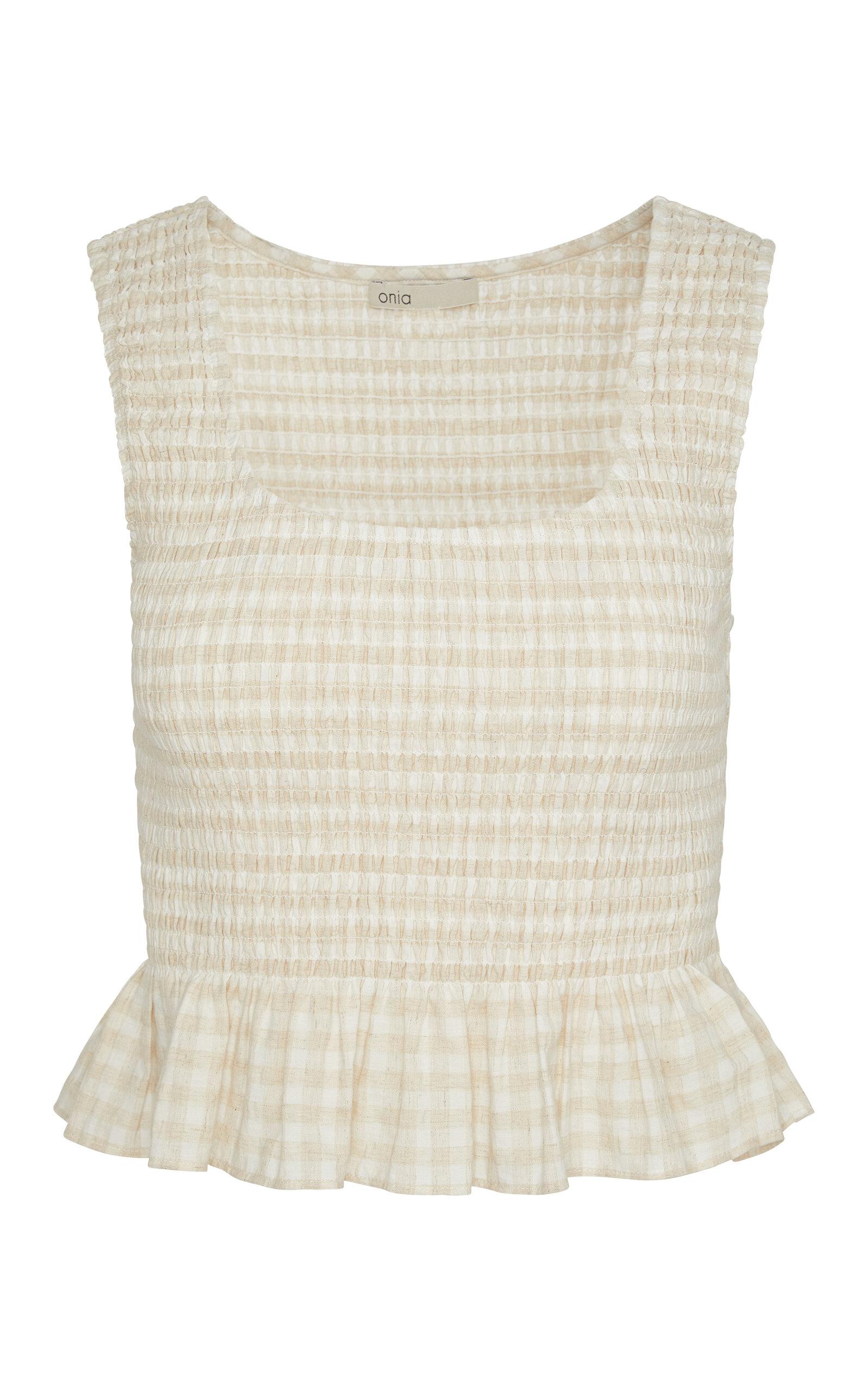 Onia Smocked Air Linen Tank Top - Moda Operandi by ONIA