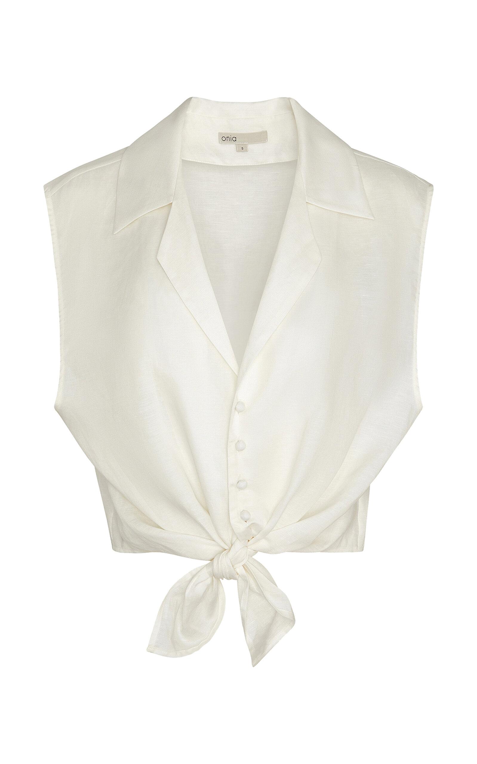 Onia Tie Front Linen-Blend Shirt -oda Operandi by ONIA