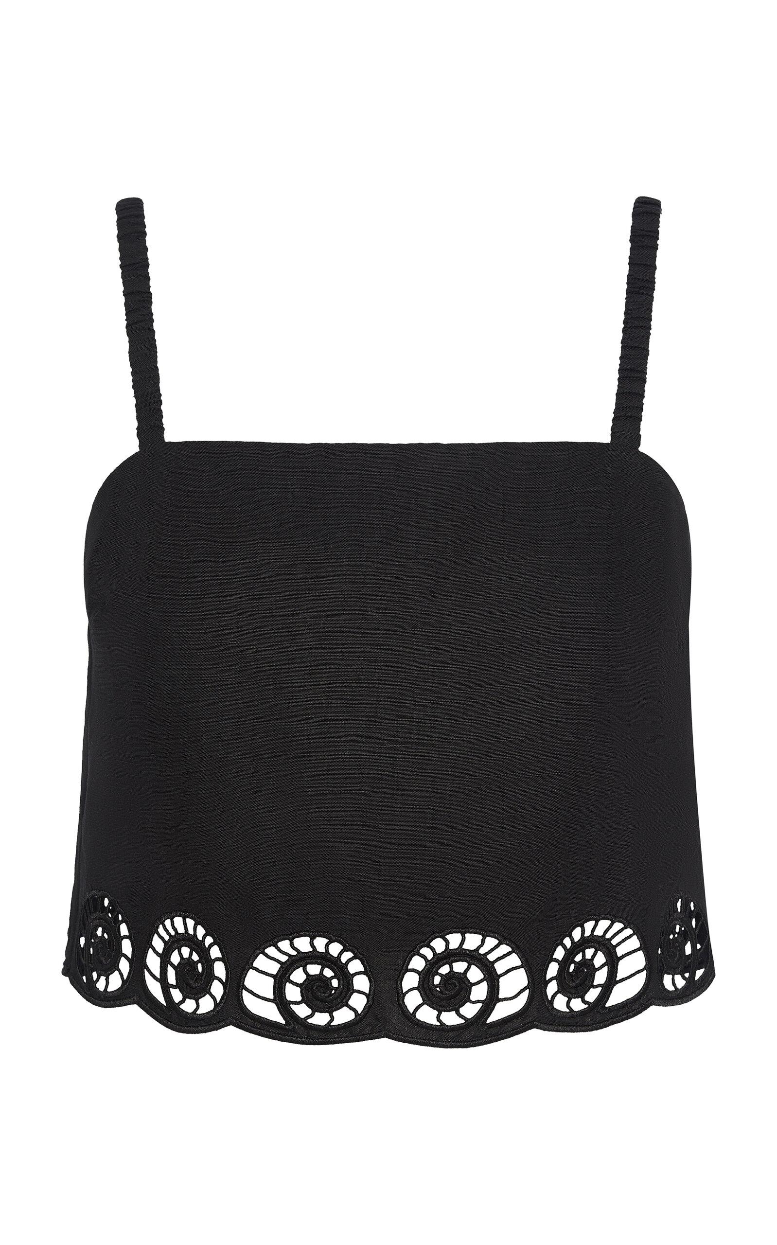 Oniacalloped Linen Cropped Top - Moda Operandi by ONIA