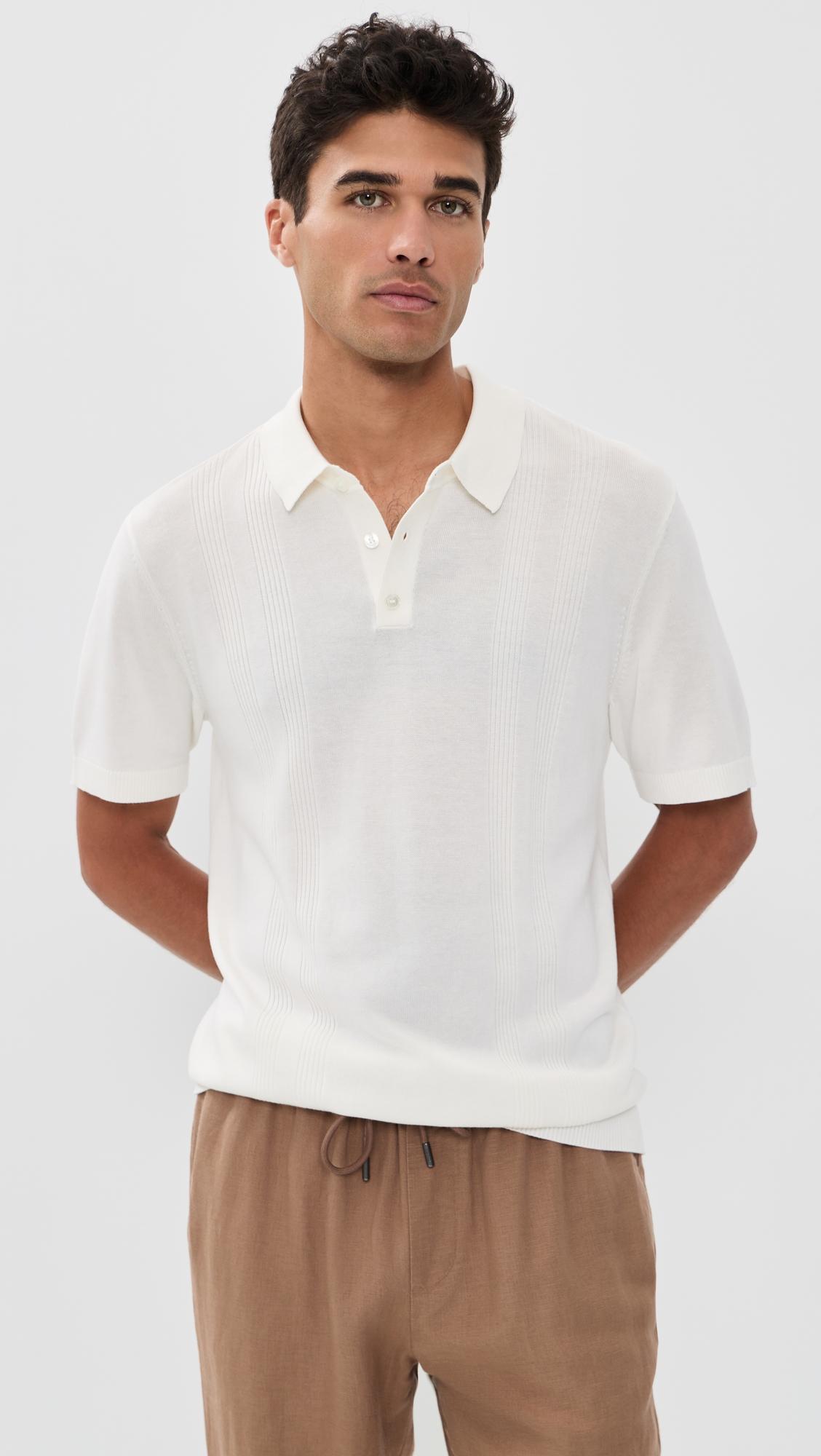 Silk Blend Ribbed Knit Polo by ONIA