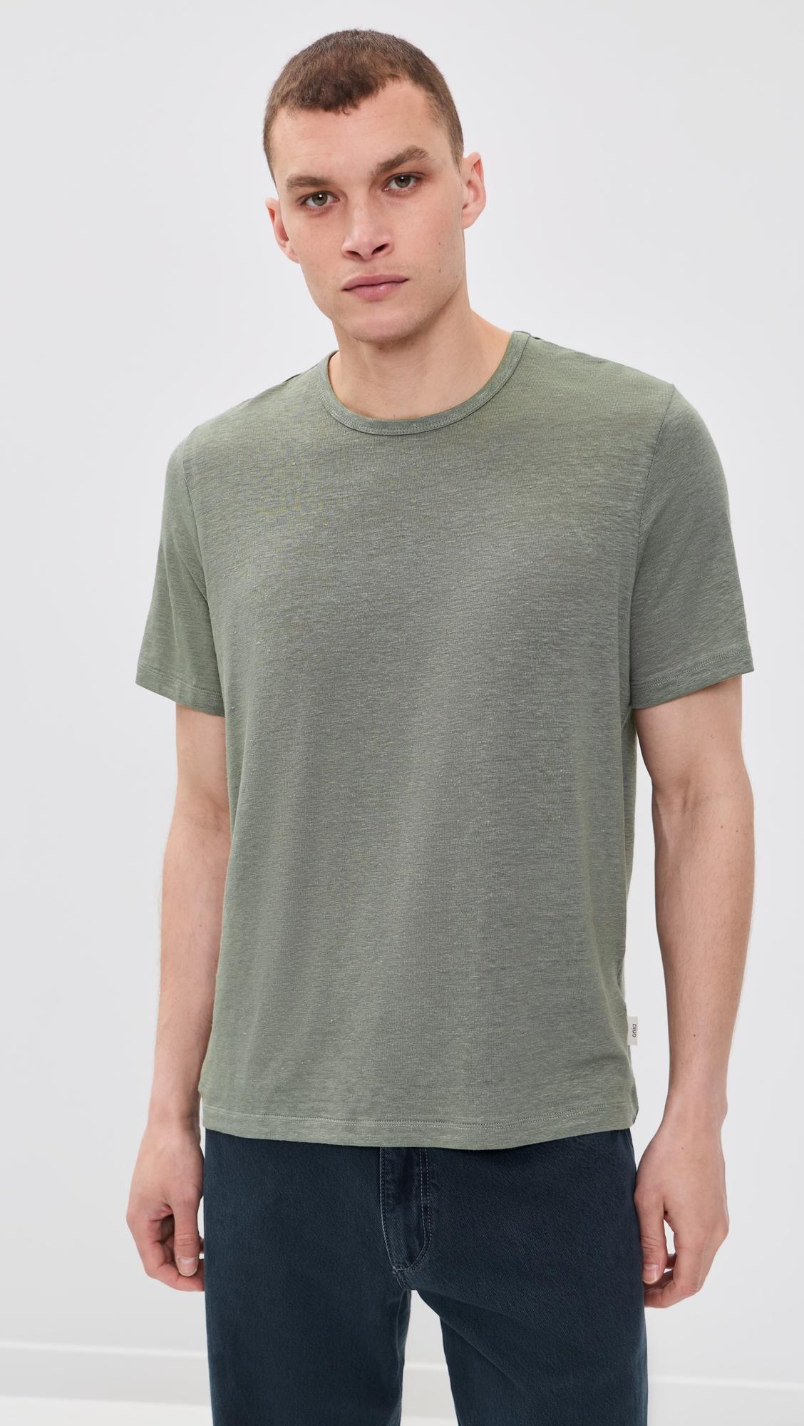 Stretch Linen Crew Neck Tee by ONIA