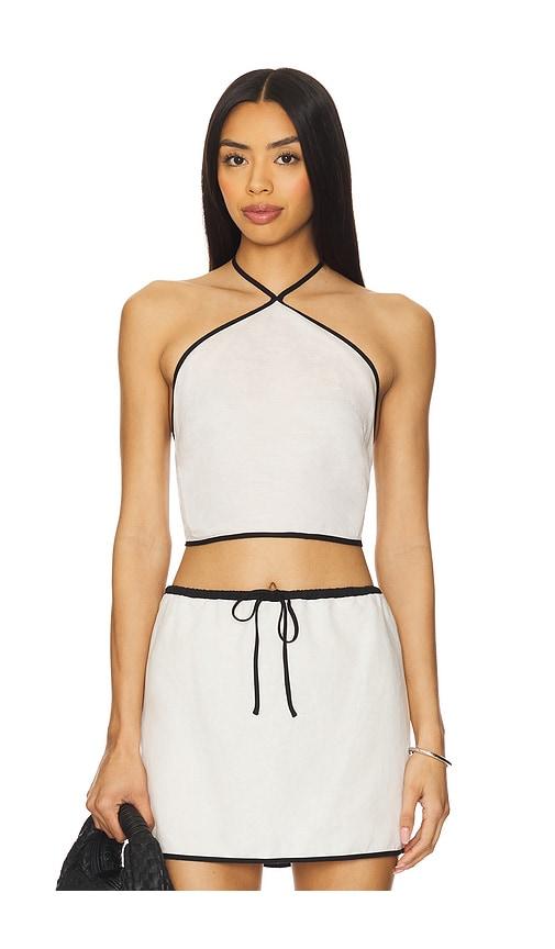 onia Air Linen Cropped Halter Top in Ivory by ONIA