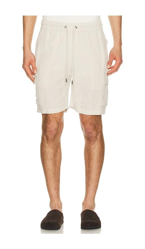 onia Air Linen Pull On Cargo Short in Cream by ONIA