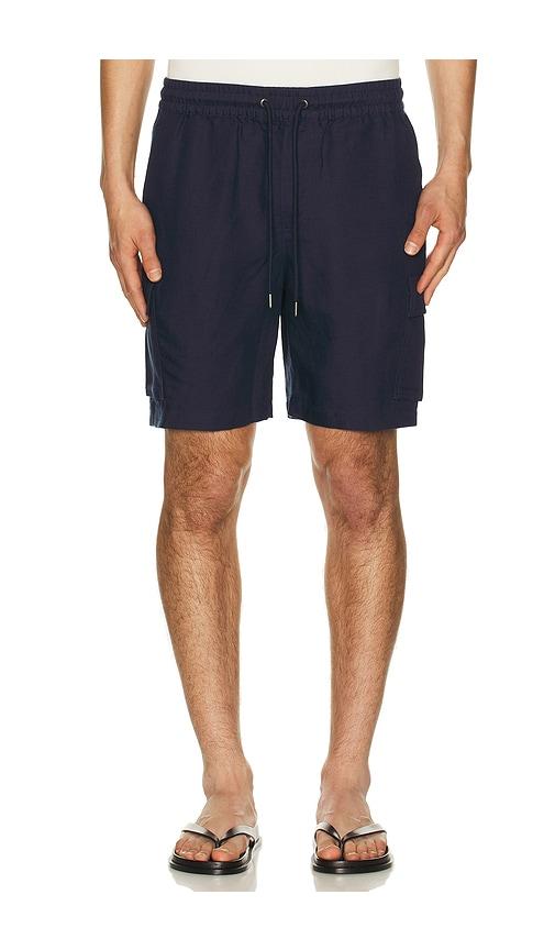onia Air Linen Pull-On Cargo Short in Navy by ONIA