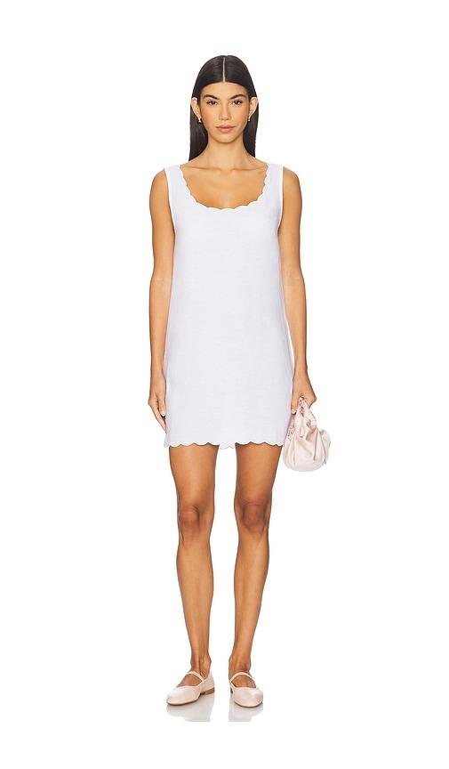 onia Air Linen Scallop Shift Dress in White by ONIA