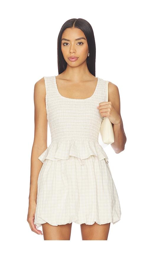 onia Air Linen Smocked Tank Top in Neutral by ONIA