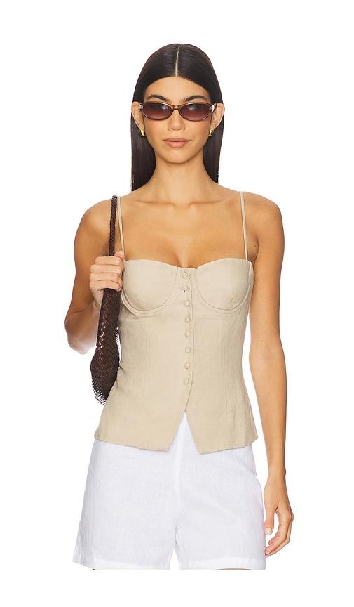 onia Air Linen Underwire Corset Top in Tan by ONIA