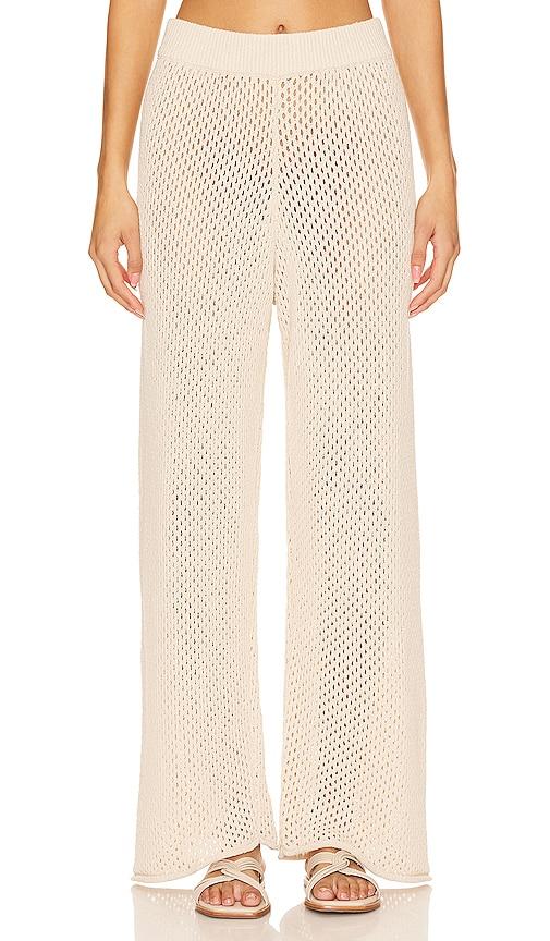 onia Crochet Wide Leg Pant in Beige by ONIA