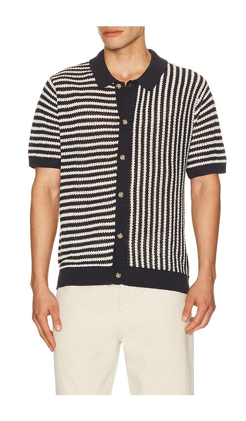 onia Linen Button Up Shirt in Navy by ONIA