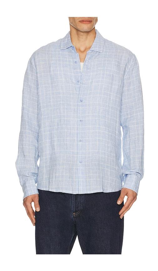 onia Linen Long Sleeve Shirt in Blue by ONIA