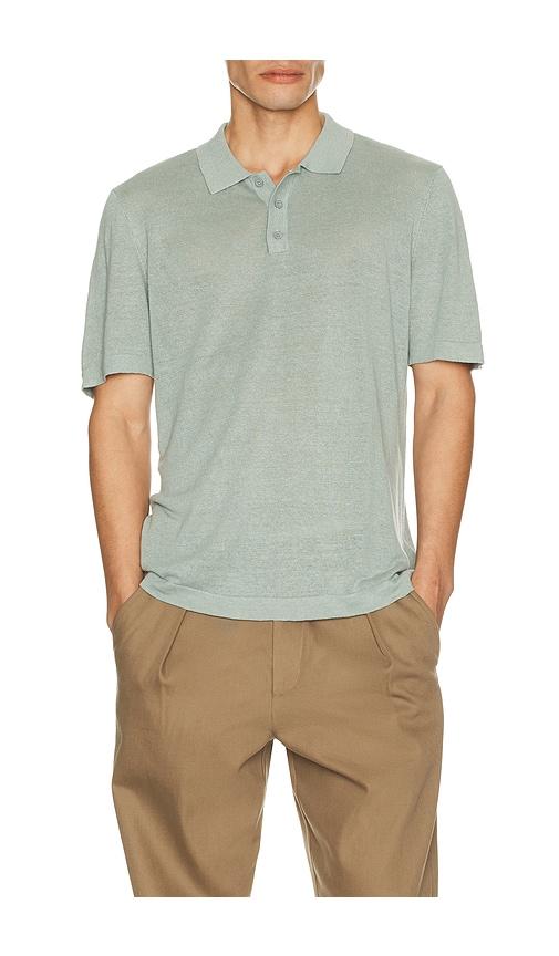 onia Linen Sweater Polo in Olive by ONIA