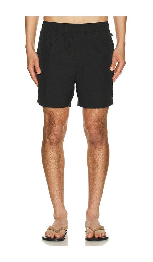 onia Nylon Crinkle 5 Swim Trunk in Black by ONIA