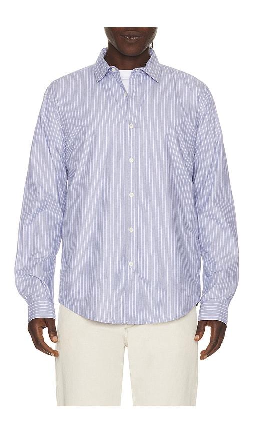 onia Poplin Long Sleeve Button Down Shirt in Blue by ONIA
