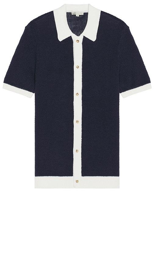onia Short Sleeve Button Up Shirt in Navy by ONIA
