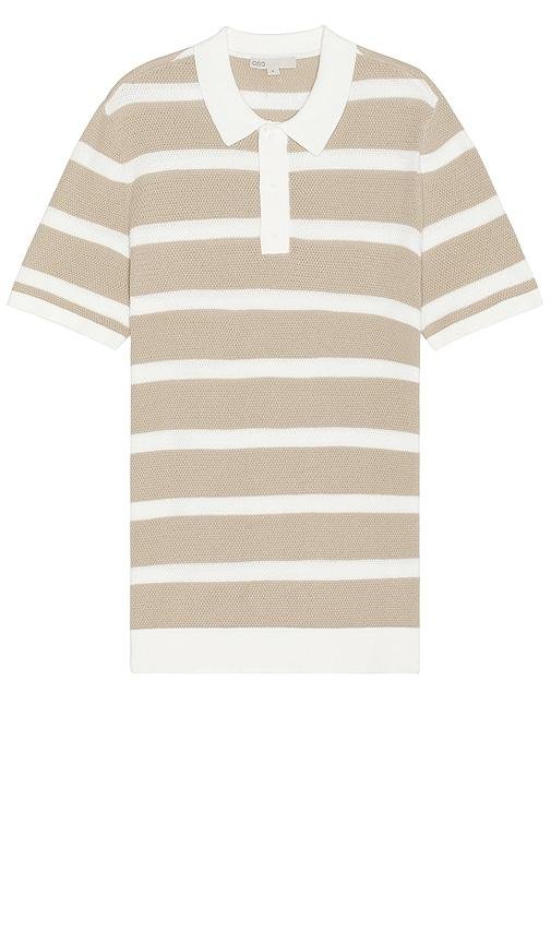 onia Short Sleeve Knit Polo in Tan by ONIA