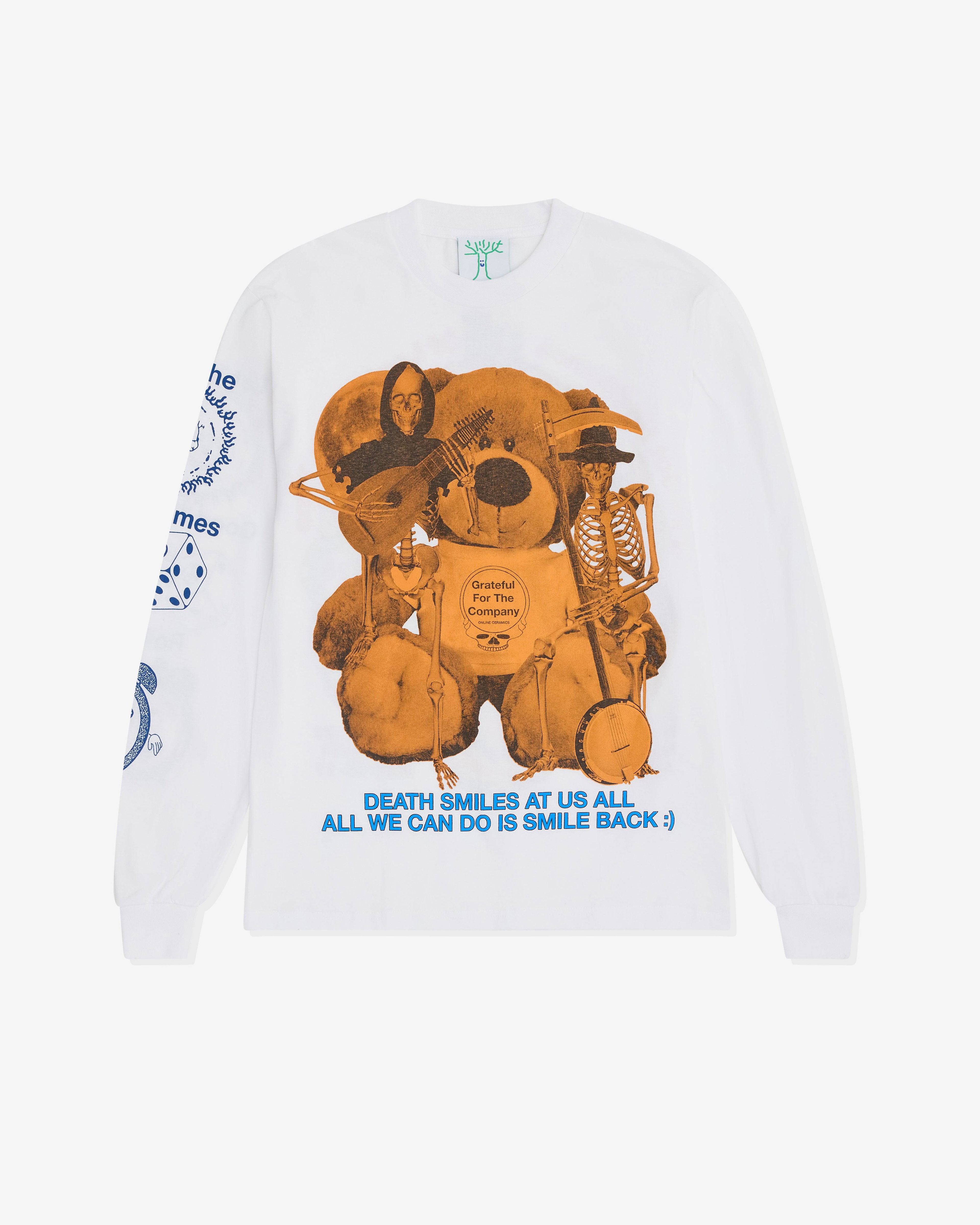 Online Ceramics - Men’s Death Smiles At Us All Long Sleeves Tee - (White) by ONLINE CERAMICS