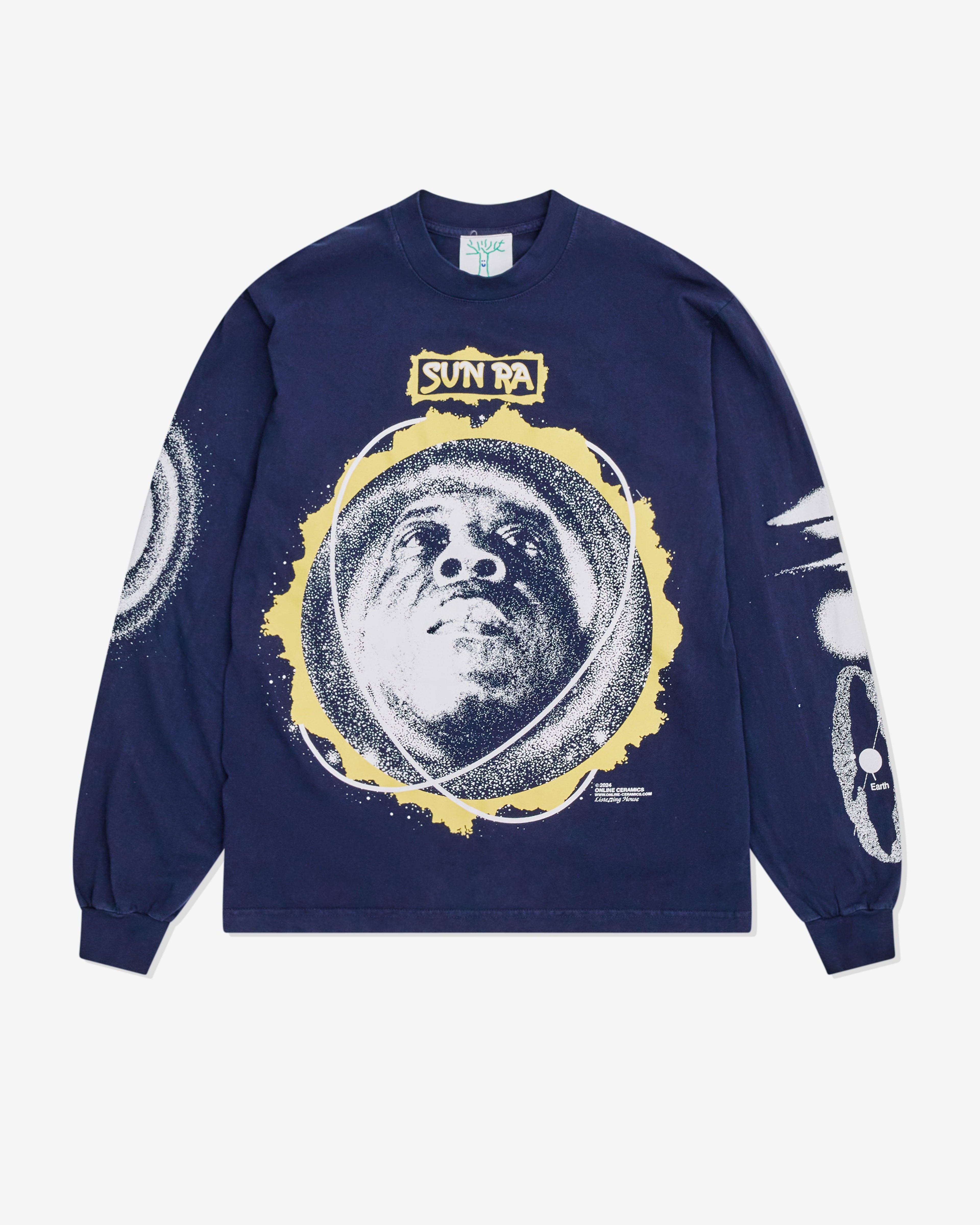 Online Ceramics - Men's Sun Ra Strange Celestial Road Long Sleeve T-Shirt - (Navy) by ONLINE CERAMICS