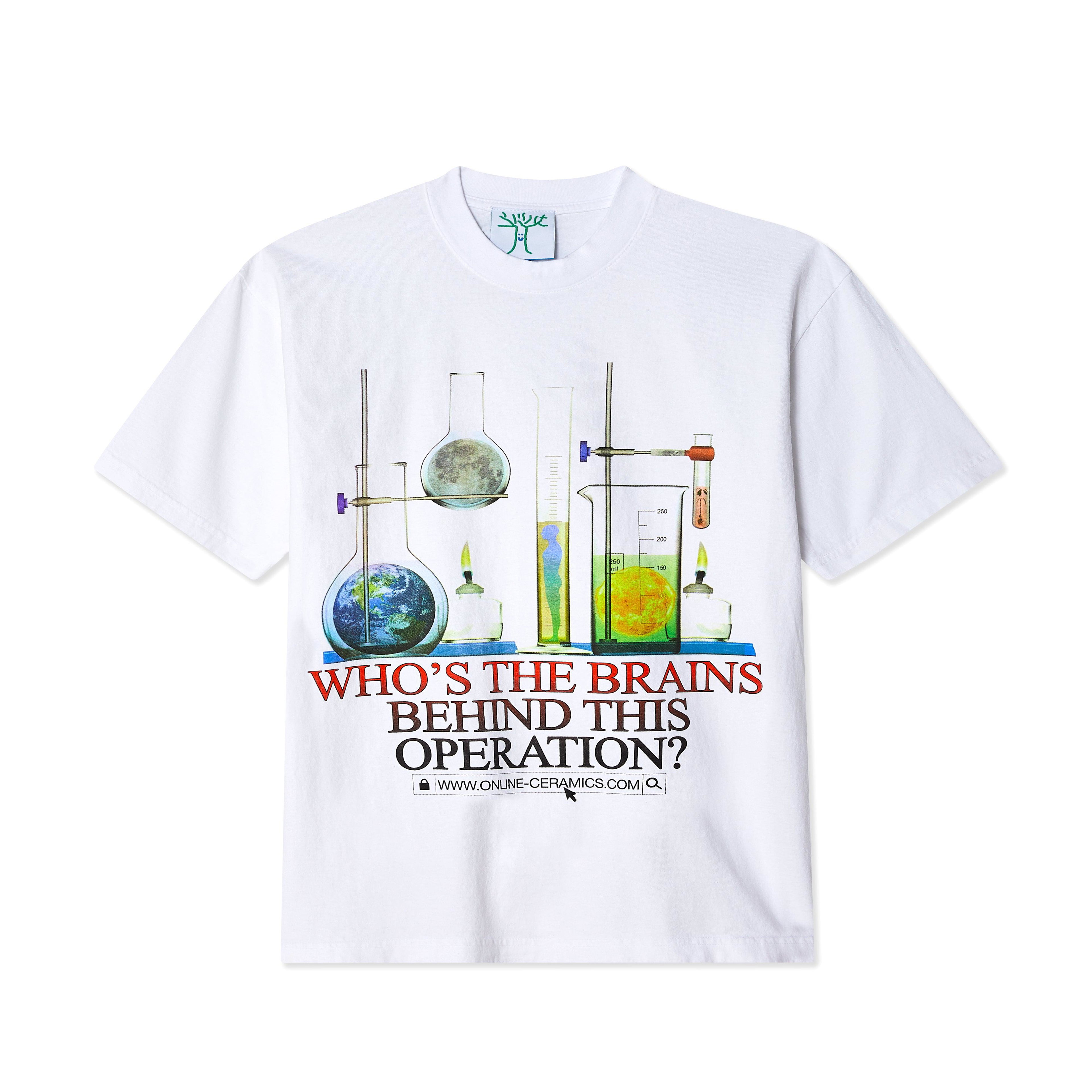 Online Ceramics - Who Is The Brains Behind This Operation T-Shirt - (White) by ONLINE CERAMICS