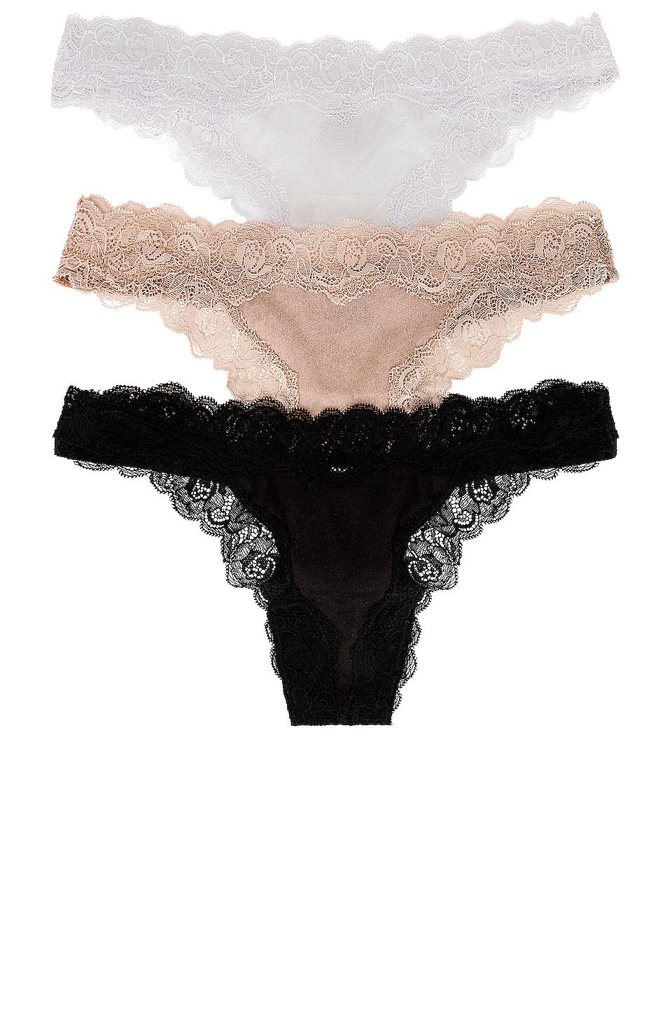 Only Hearts 3 Pack Thong in Black & White by ONLY HEARTS