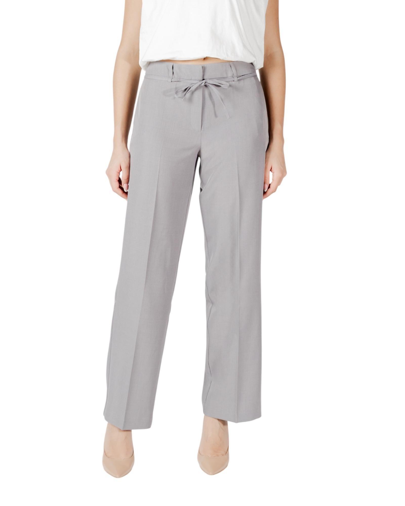 Straight Leg Pants with Tie Waist Women - Grey by ONLY