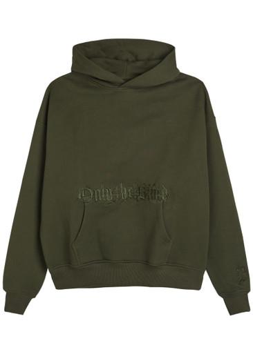 Baroque Calligraphy embroidered hoodied cotton sweatshirt by ONLY THE BLIND
