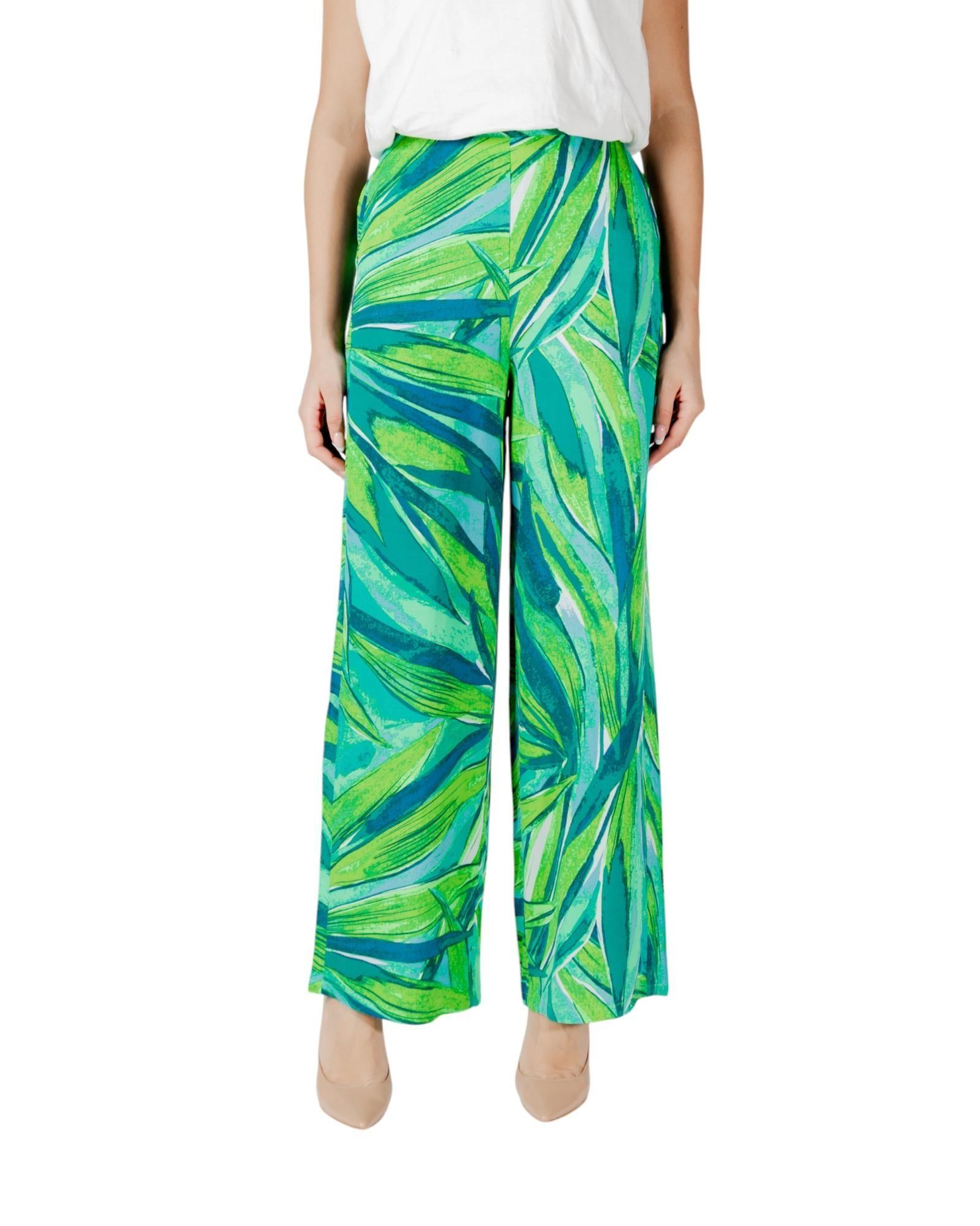 Wide Leg Tropical Print Pants Women - Green by ONLY